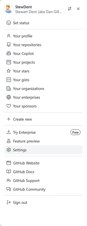 Avatar menu options