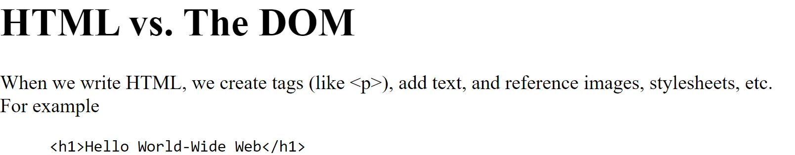 Simple web page, no styling