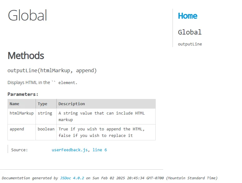 Sample JSDoc CLI Output